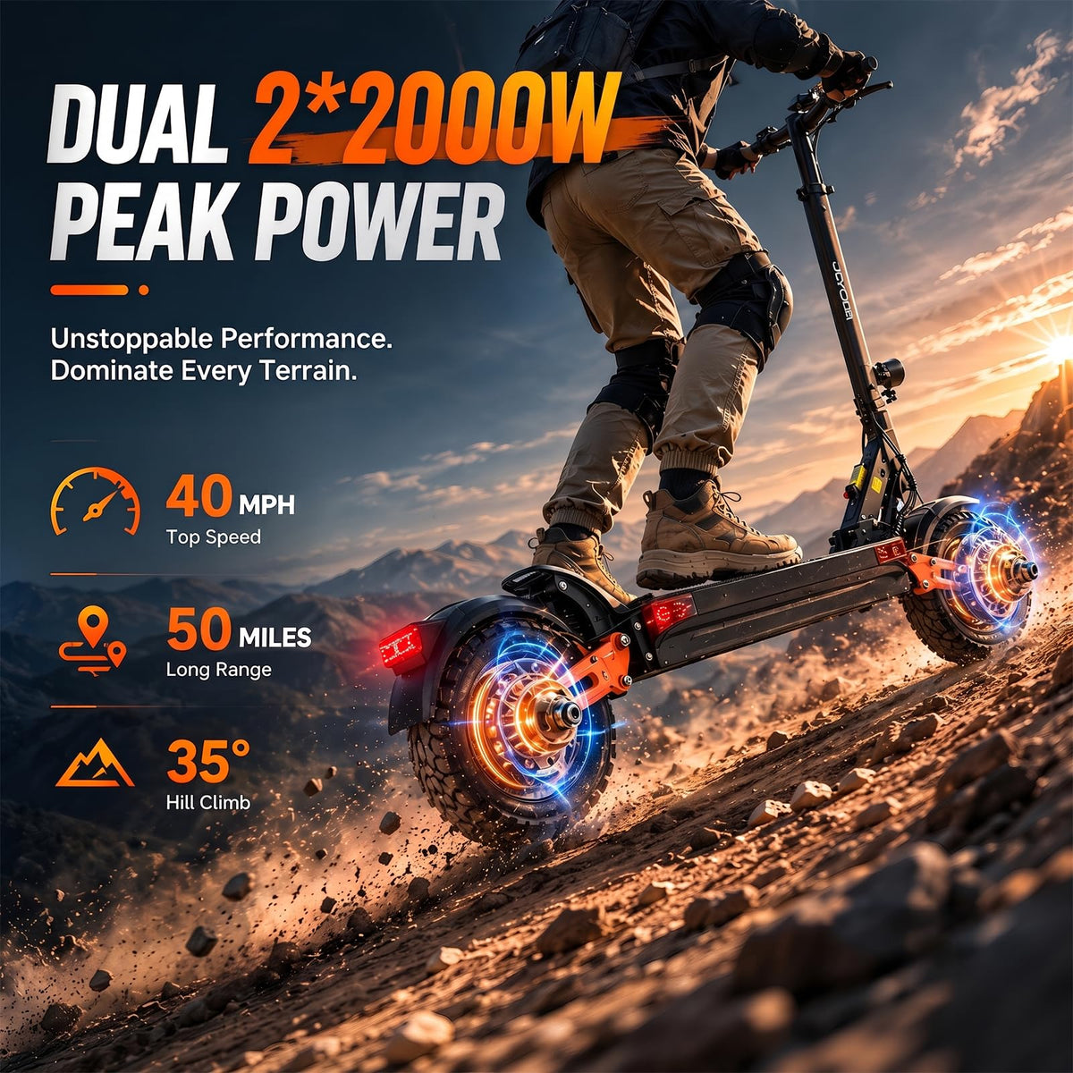 5600W Motor 46 MPH 27Ah Battery 10" Off Road Foldable Electric Scooter S6578