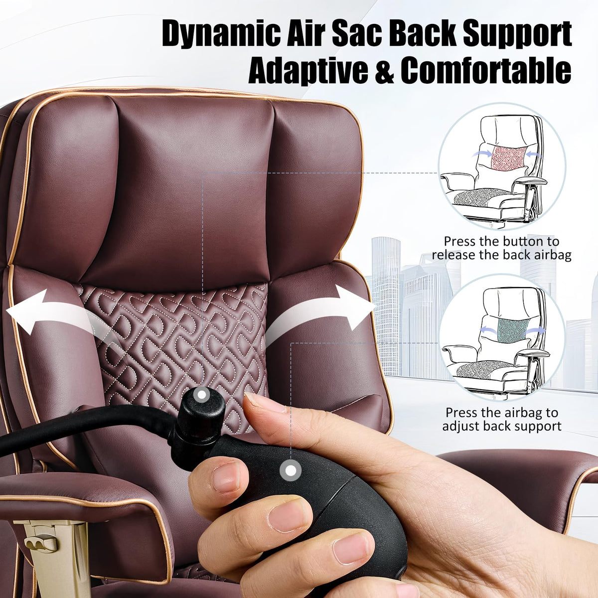 Brown Ergonomic PU Leather Executive Office Chair with Footrest L596