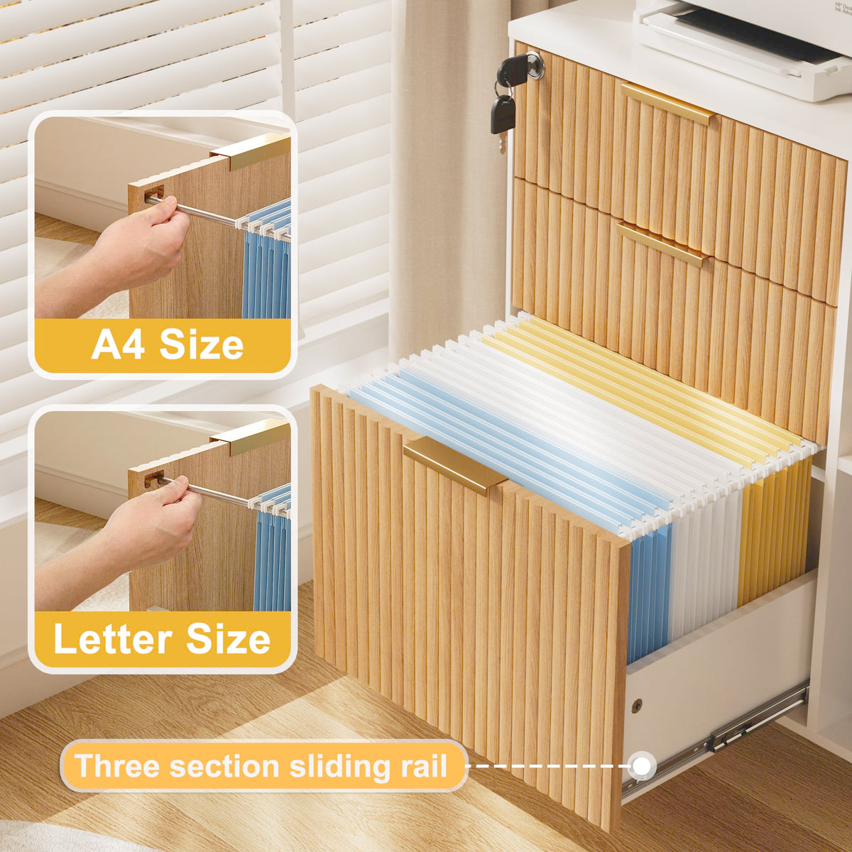 3 Drawer Fluted Mobile Filing Cabinet with Lock T3617