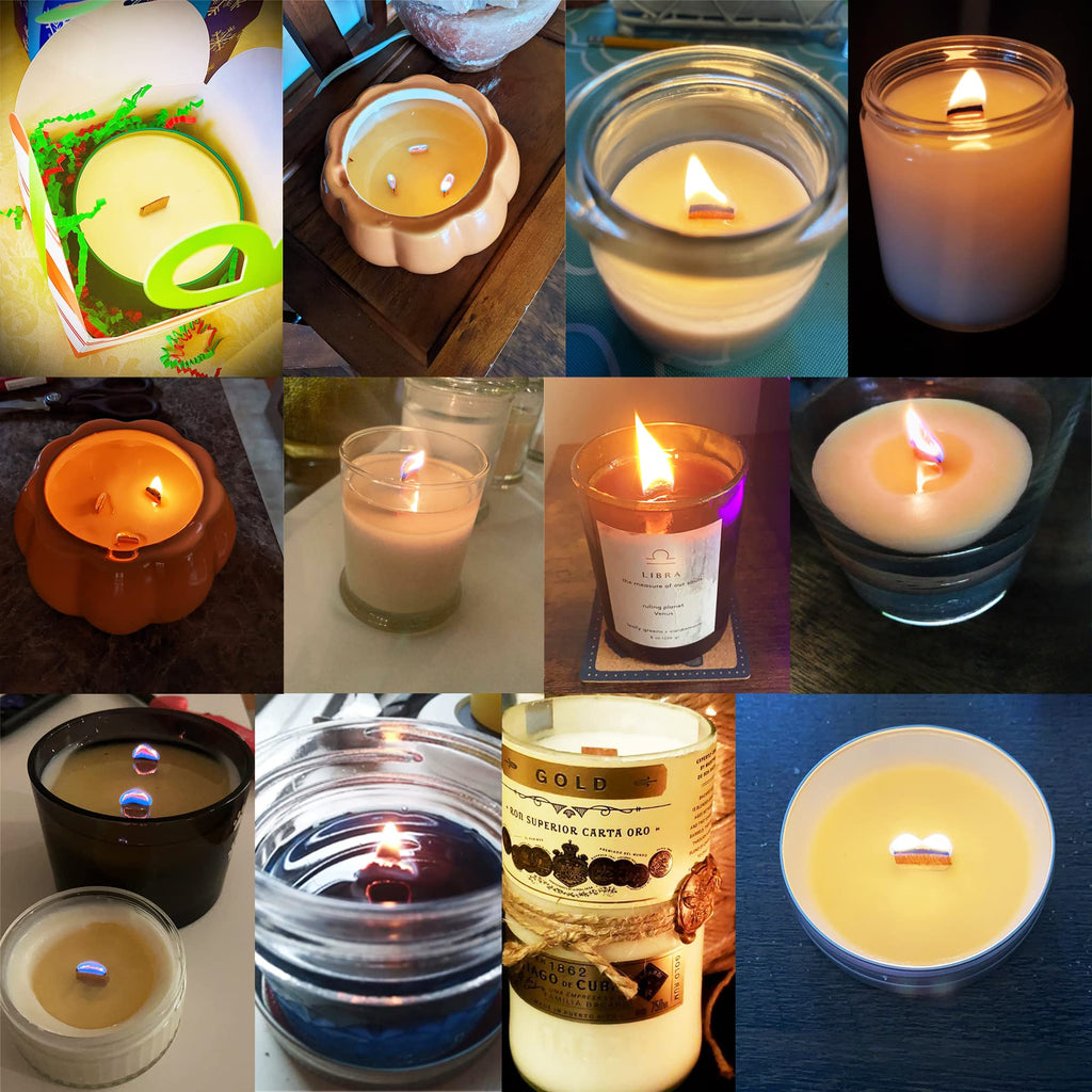 50PCS Crackling Wooden Candle Wicks with Metal Base M607