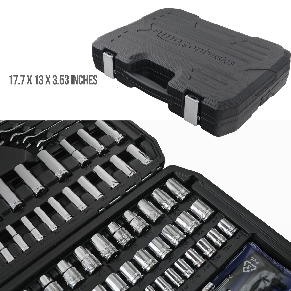 201-Piece Mechanic's Socket Tool Set with Case, SAE and Metric, Chrome-Vanadium Steel G911