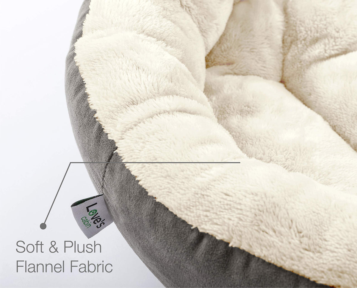 Round Donut Cat and Dog Cushion Bed, 20in Washable Gray Q632063