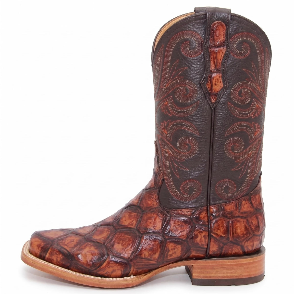 Leather Pirarucu Fish Print Western Boots T979005