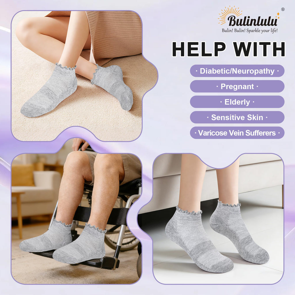 6 Pairs Low Cut Non Binding Diabetic Ankle Socks J2540