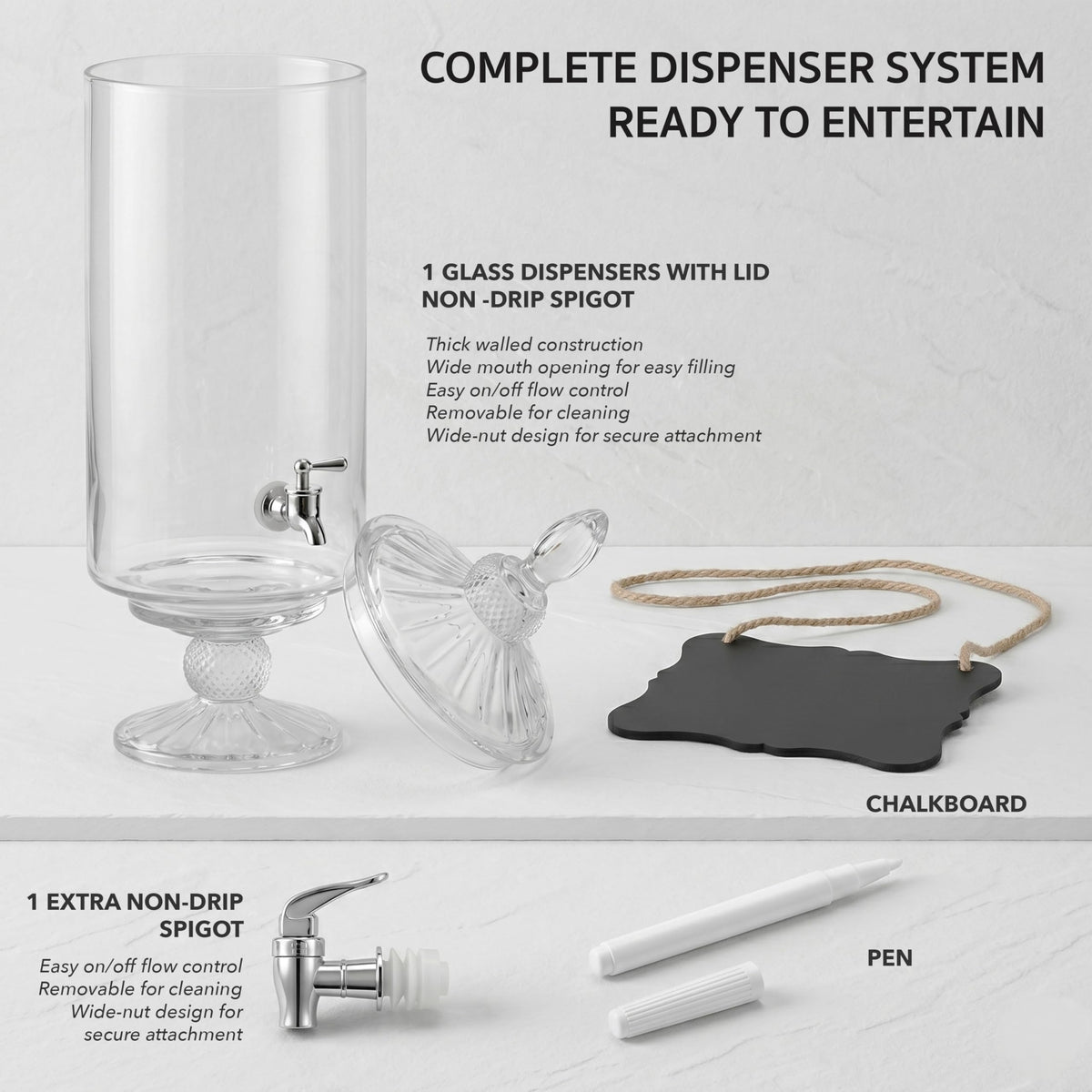 Glass Beverage Dispenser 2 Gal H62657