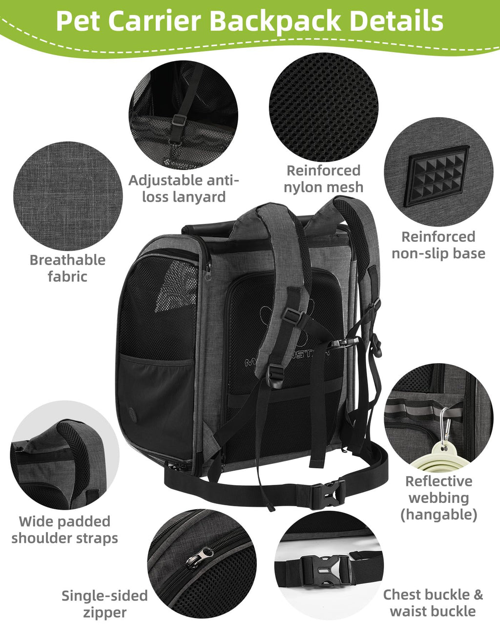 Expandable Breathable Mesh Cat Dog Carrier Backpack B5495
