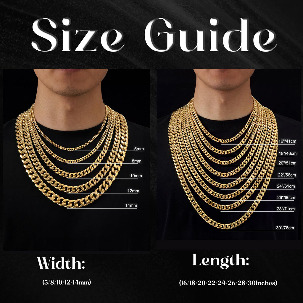 Gold Cuban Link Chain 5-14mm Stainless Steel Q693