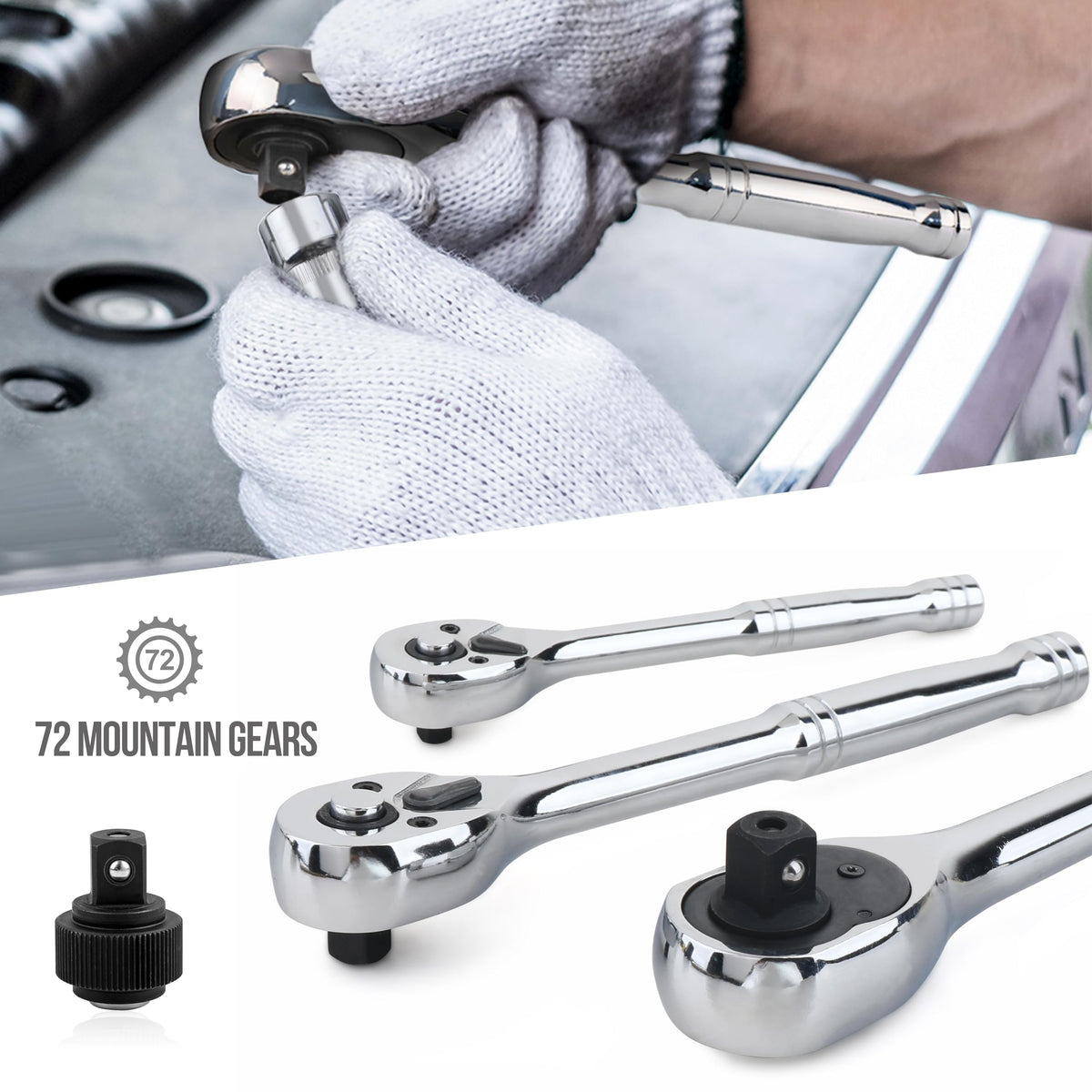 201-Piece Mechanic's Socket Tool Set with Case, SAE and Metric, Chrome-Vanadium Steel G911