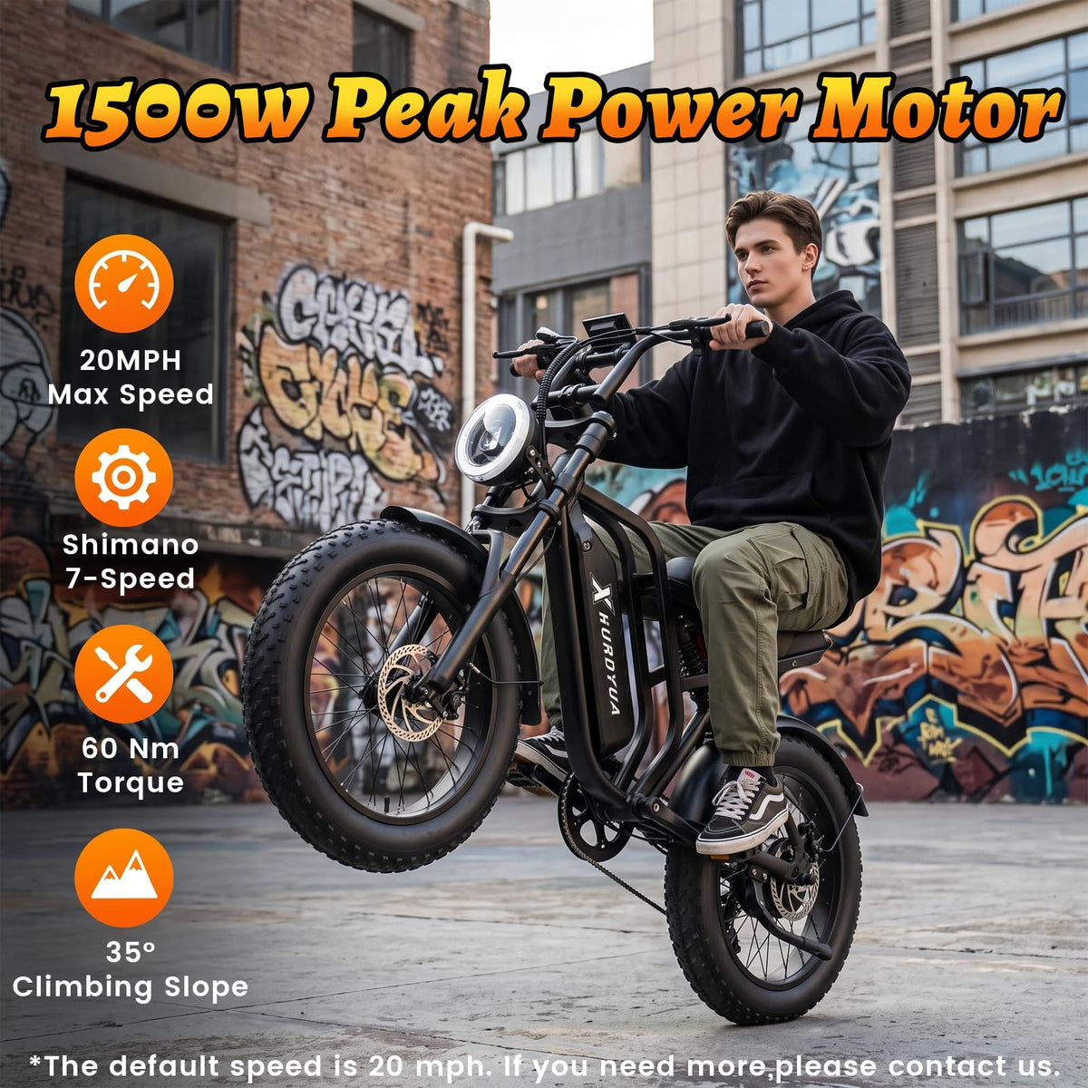 1500W Peak 20"x4" Fat Tire Electric Bike H975