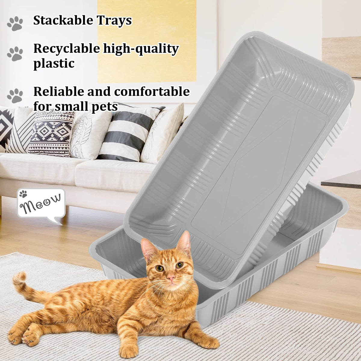 30 Pack Disposable Litter Boxes for Cats Gray T188989