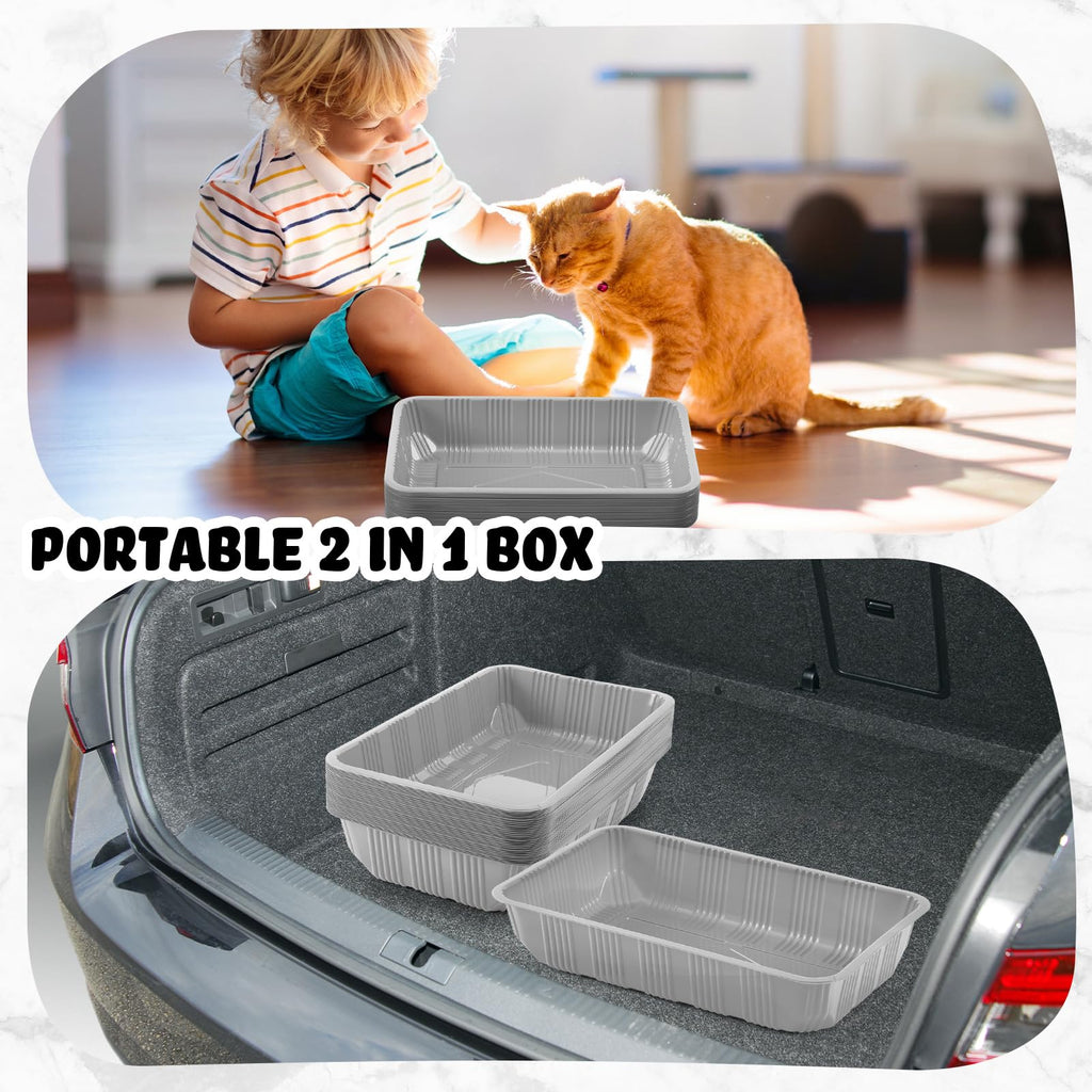30 Pack Disposable Litter Boxes for Cats Gray T188989