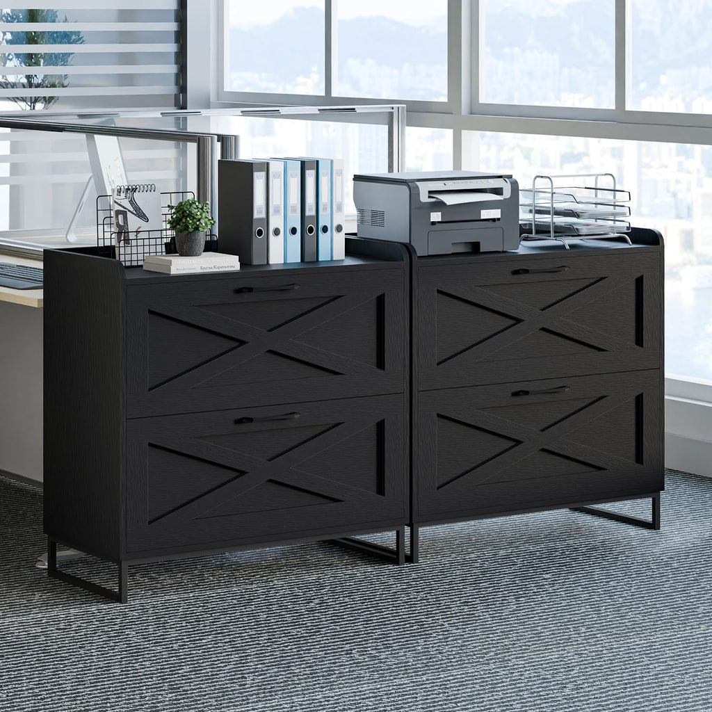 2 Drawer Black File Cabinet with Charging Station A46570