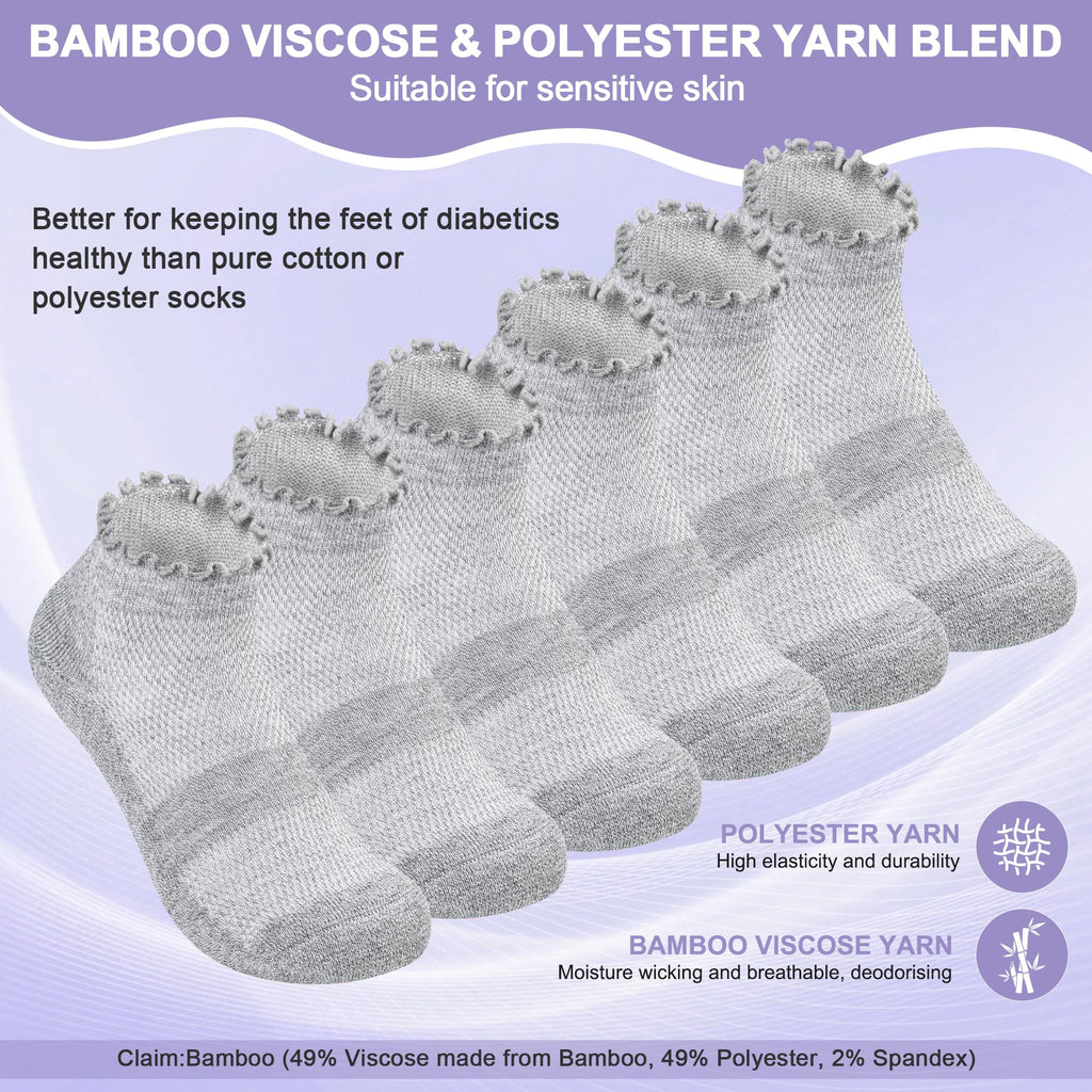 6 Pairs Low Cut Non Binding Diabetic Ankle Socks J2540