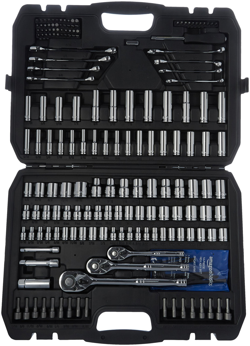 201-Piece Mechanic's Socket Tool Set with Case, SAE and Metric, Chrome-Vanadium Steel G911