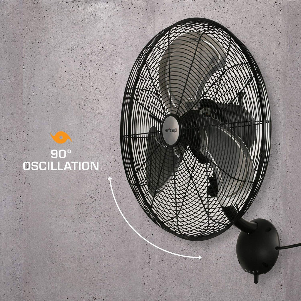 Black 20in 3 Speed Oscillating Wall Fan J84114