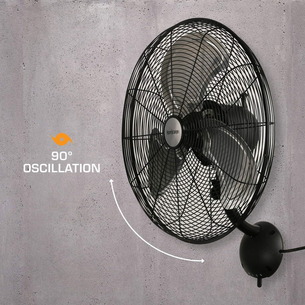 Black 20in 3 Speed Oscillating Wall Fan J84114