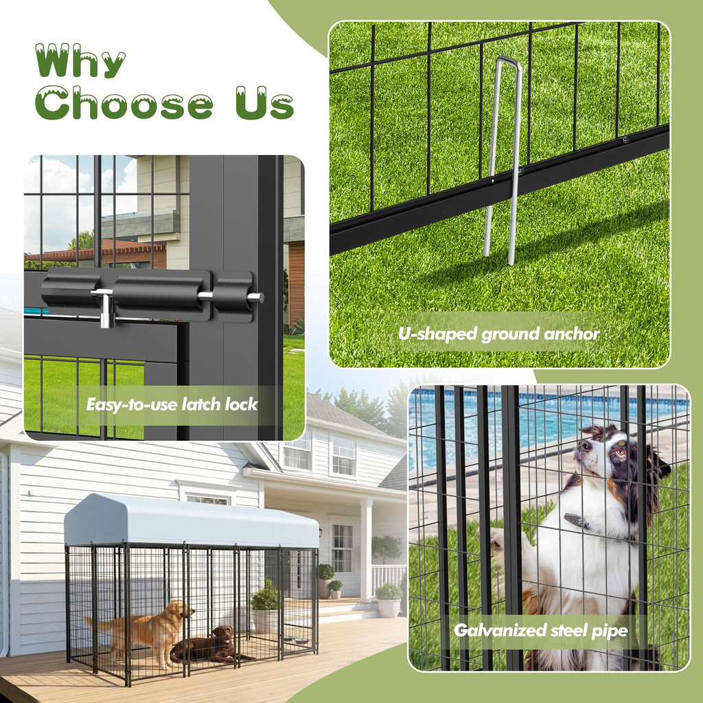 8x4x6 FT Outdoor Dog Kennel with Swivel Feeder E918