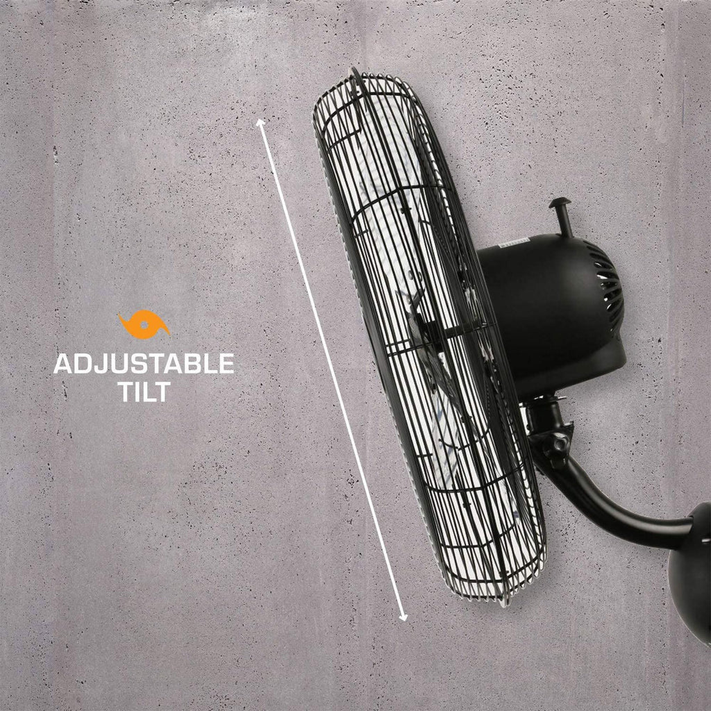 Black 20in 3 Speed Oscillating Wall Fan J84114