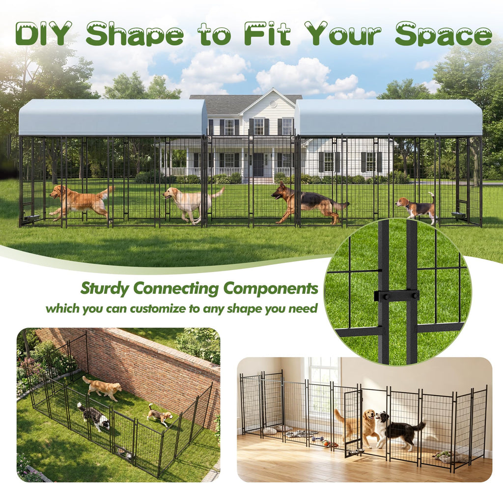 8x4x6 FT Outdoor Dog Kennel with Swivel Feeder E918