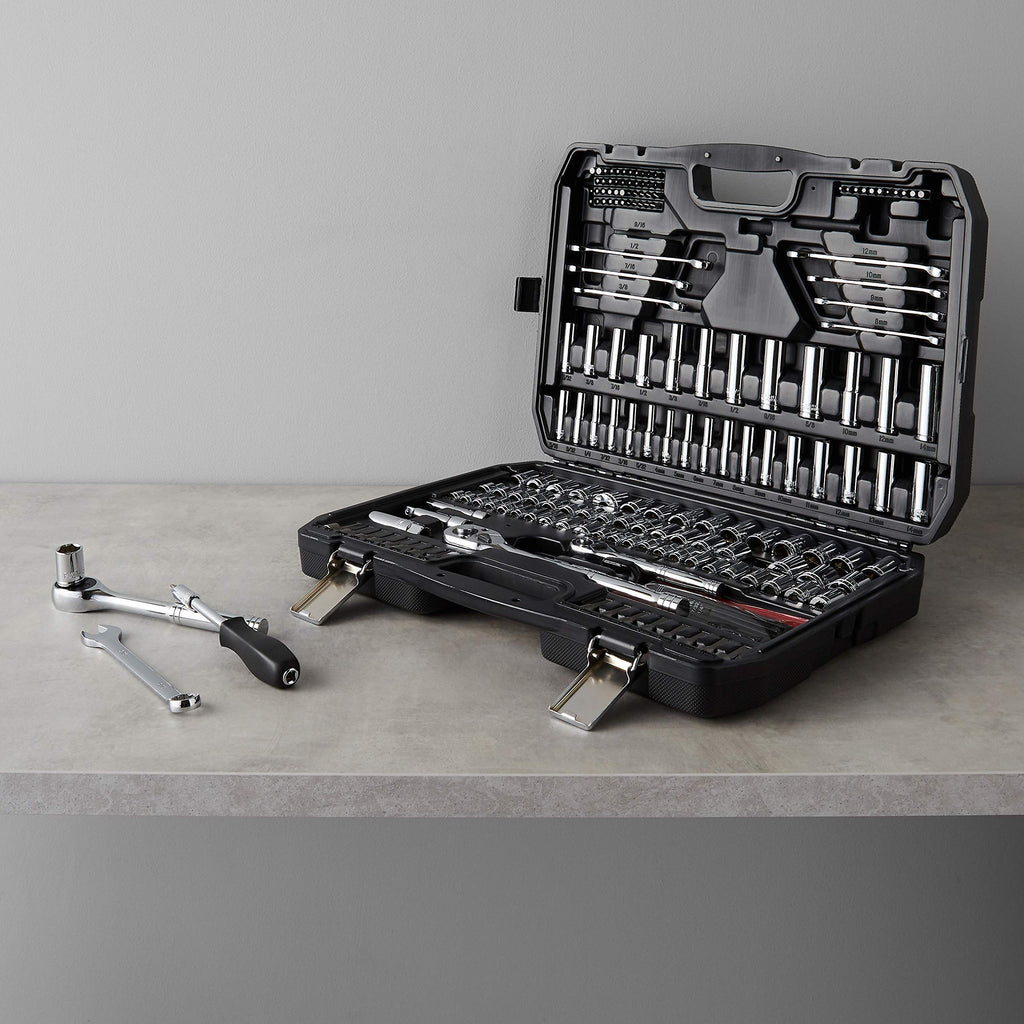 201-Piece Mechanic's Socket Tool Set with Case, SAE and Metric, Chrome-Vanadium Steel G911