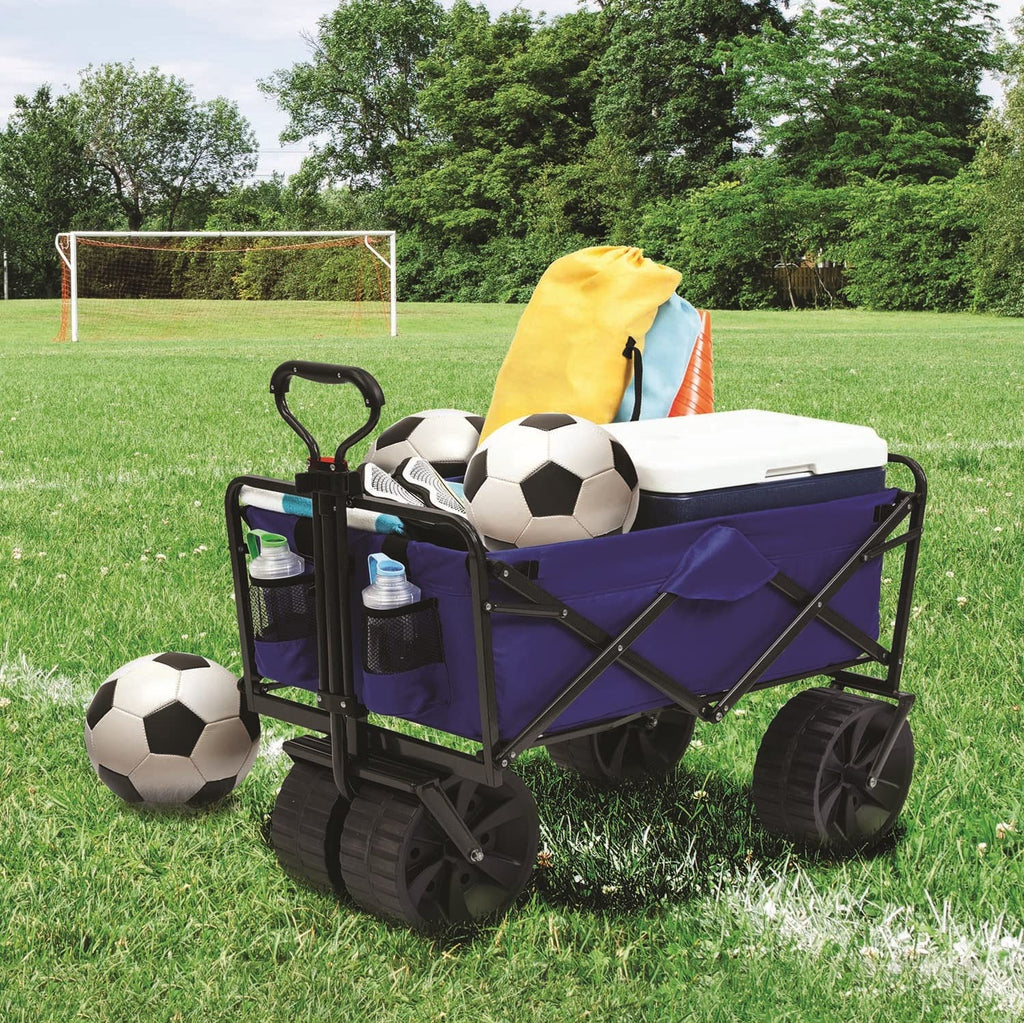 Blue Black Collapsible All Terrain Utility Beach Wagon Cart V575