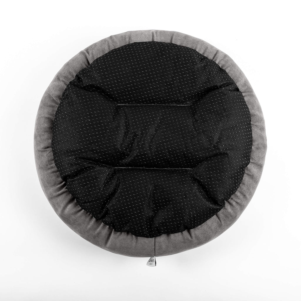 Round Donut Cat and Dog Cushion Bed, 20in Washable Gray Q632063