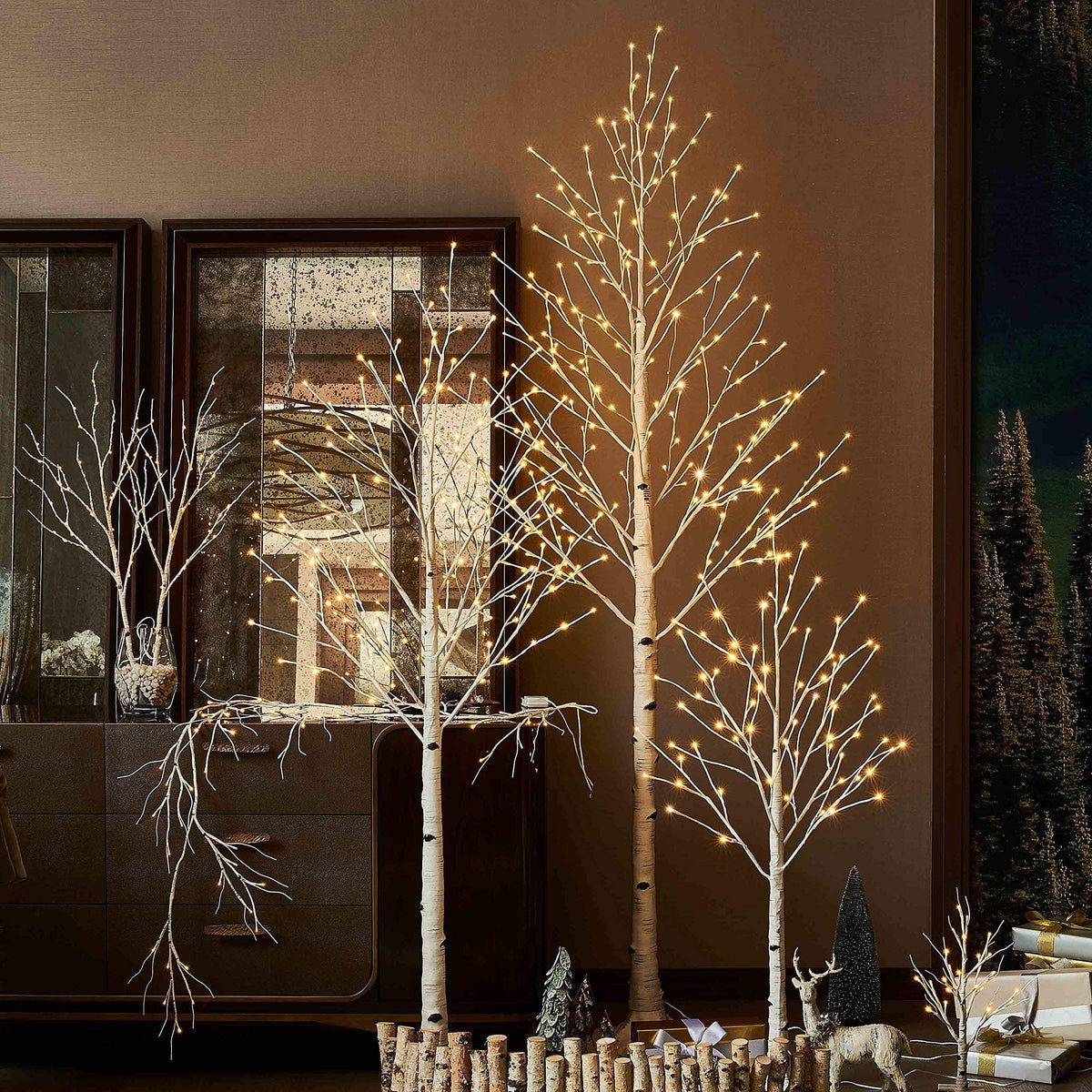 Lighted Birch Tree 8FT 240 Warm White Lights J9571